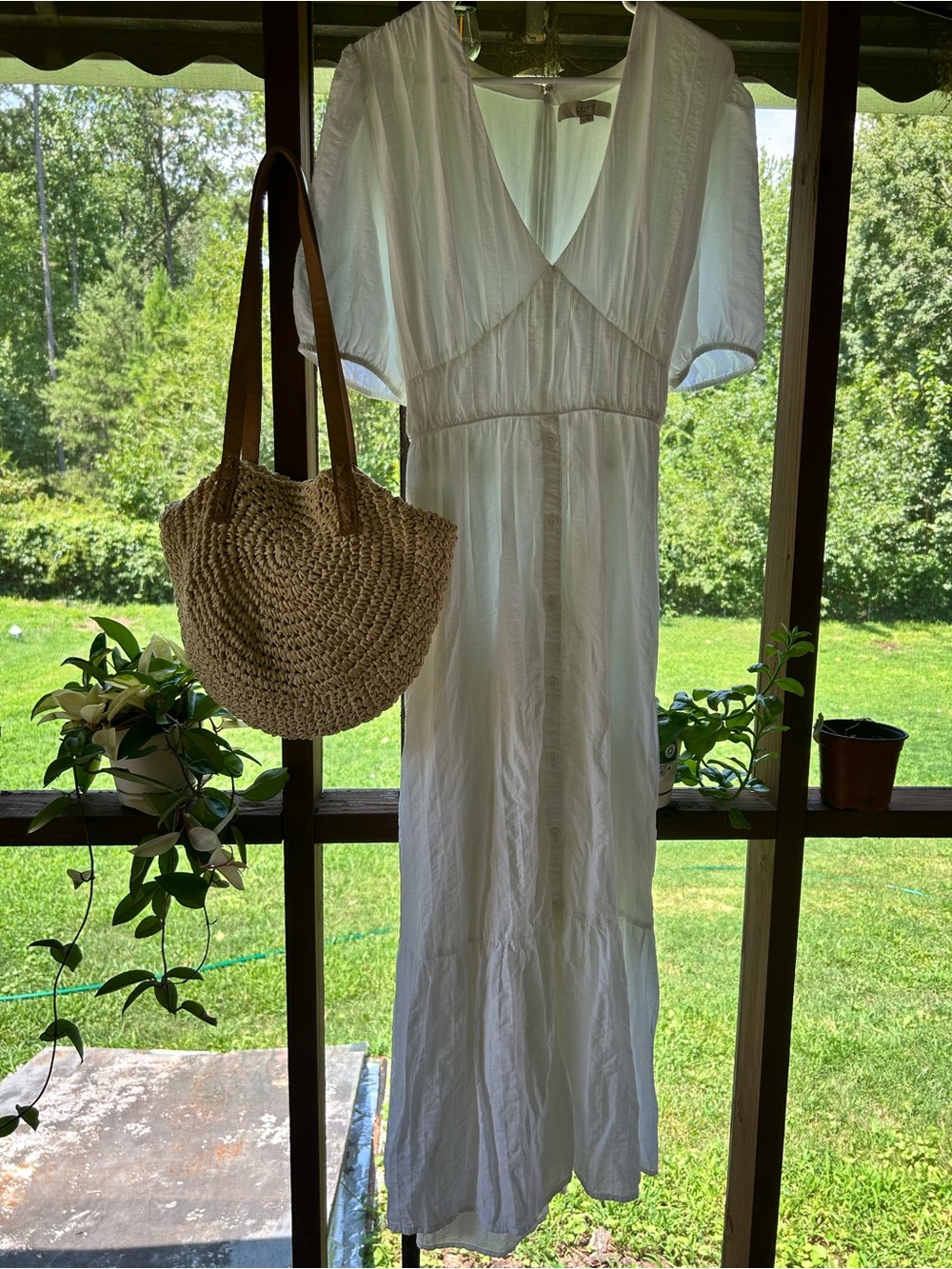 LOFT white summer maxi dress XL